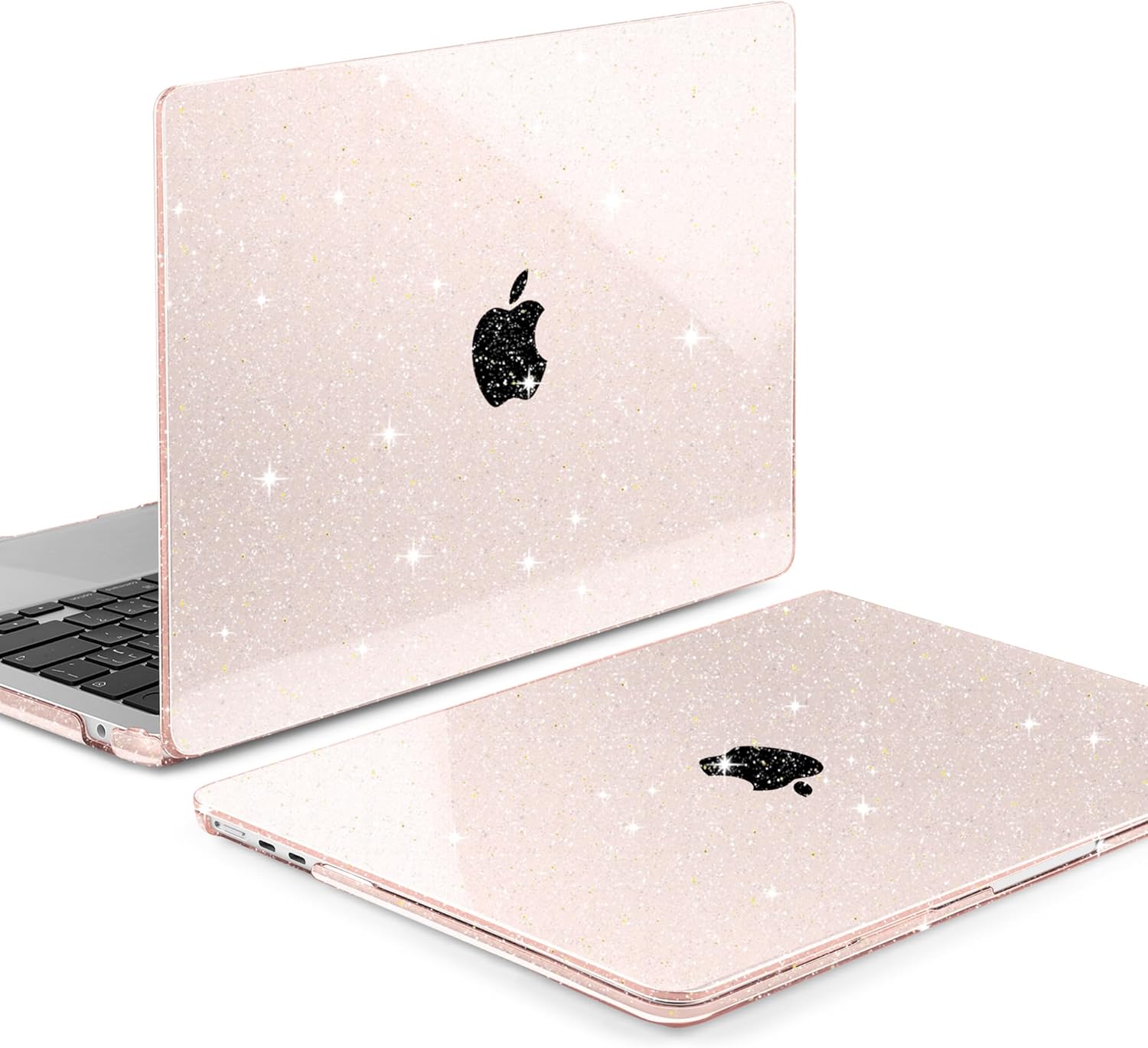 TWOLSKOO Glitter Case for MacBook Air 15 inch M5 M4 M3 M2 (2026-2023) A3448 A3241 A3114 A2941, Sparkly Bling Shell & Screen Protector & Keyboard Cover & Trackpad Film & Type C Adapter, Starlight